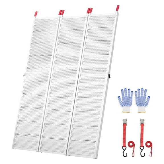 KFFKFF Aluminum Trailer Ramps, 76 x 54 in Tri-Folding Truck Ramps with Straps & Non-Slip Rubber Fingers, 1500LBS Capacity Loading Ramps for ATVs, Motorcycles, Lawn Mowers, Tractors, and Carts