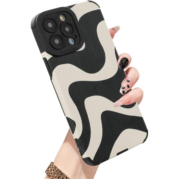 iPhone 13 Pro Case, Cute Pattern Wave iPhone 13 Pro Case, Screen Protector Camera Protection Lens Shockproof Phone Case Girls Women