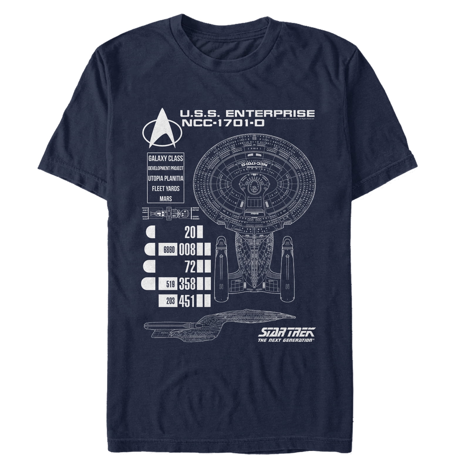 Star Trek Star Trek Men's Next Generation Enterprise Schematics TShirt