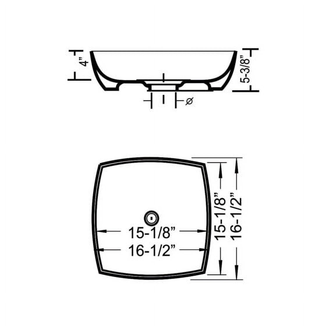 Rok Tulip Square Shaped Vessel Bathroom Sink, Drop-in 16-1/2" x 16-1/2", Black Porcelain