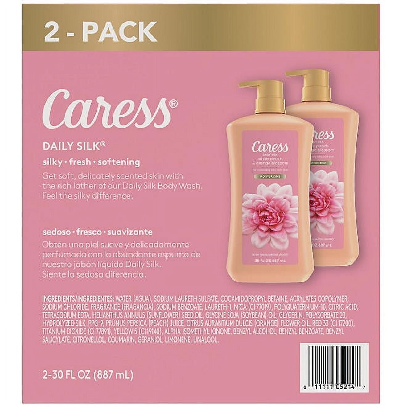 Caress Daily Silk Hydrating Body Wash, White Peach & Orange Blossom (30 fl. oz. Each), 2 Items per Pack