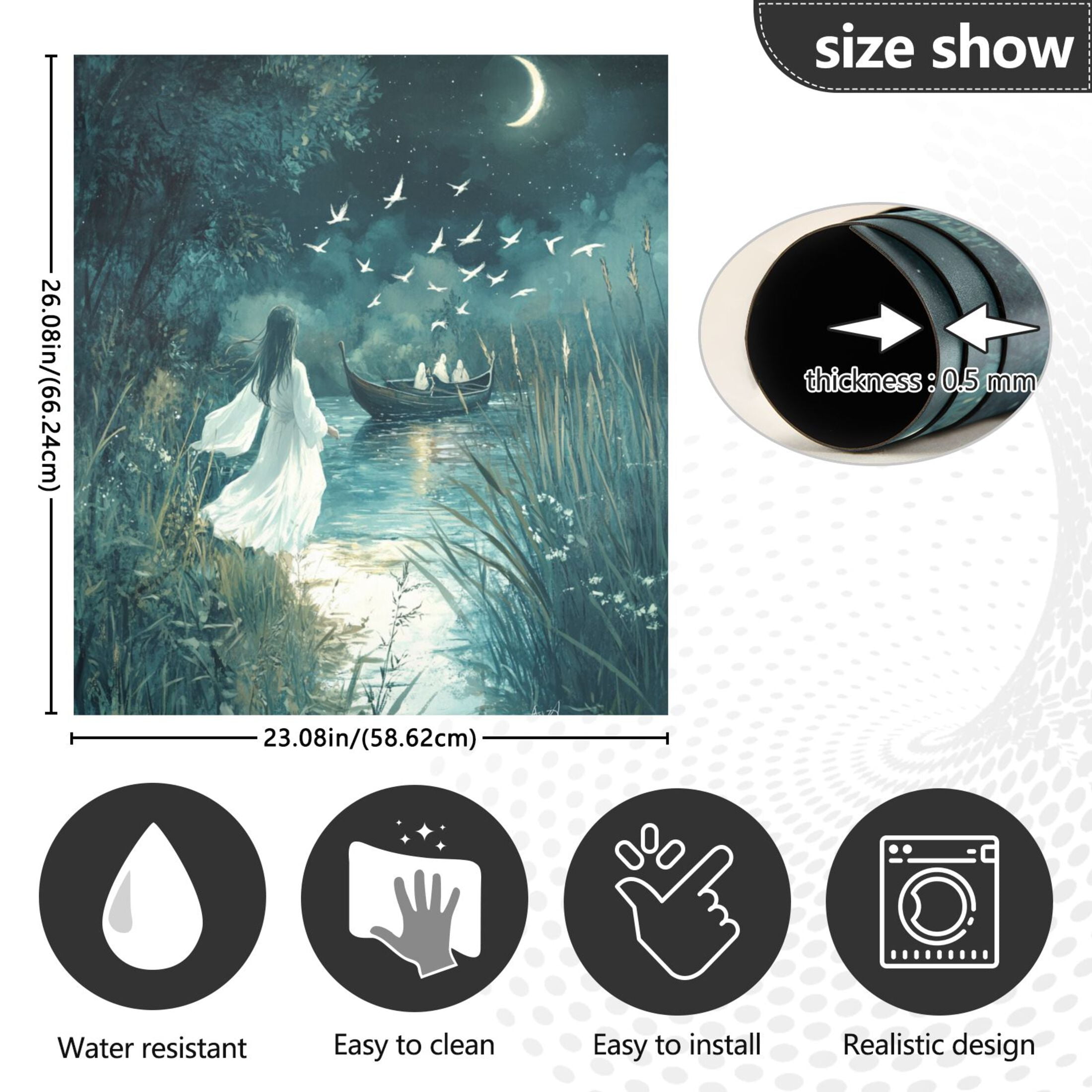 Dishwasher Magnetic Sticker 23x26 Inch Refrigerator Magnetic Sticker Washing Machine Magnetic Sticker Kitchen Panel Magnetic Sticker Home Decor Beautiful Blue Moon