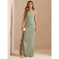 thumbnail image 6 of Mint Green One Shoulder Ruched Wrap Maxi Dress With Asymmetrical Ruffle Hem And Draped Detail, 6 of 7