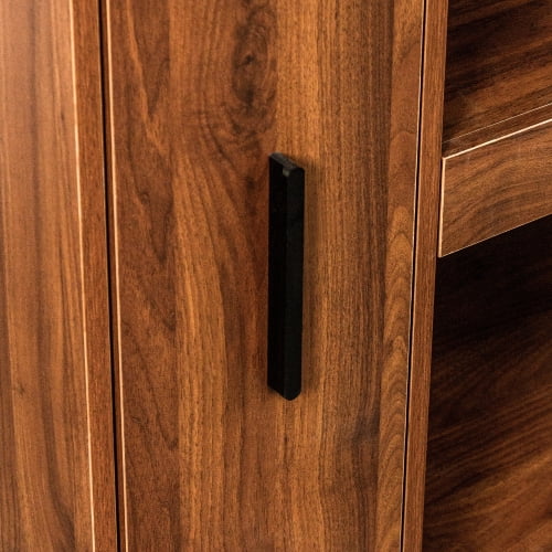Tall Kitchen Pantry Cabinet with Pull Out Shelf, Modern Freestanding Storage Organizer with Drawers, Microwave Stand for Dining Room, Living Room, Walnut