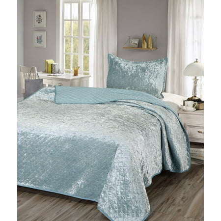 Lulu Coco Crushed Velvet Twin Quilt Set Walmart Com