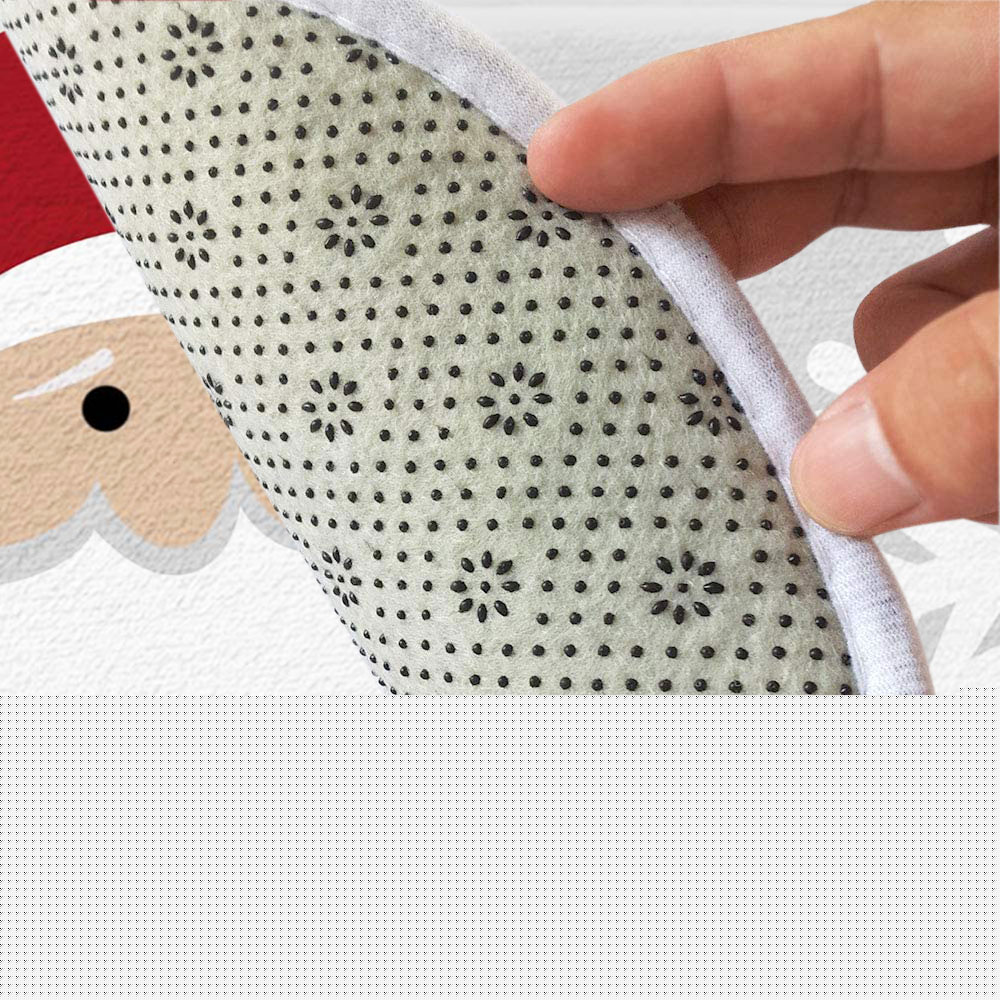 Christmas Bathroom Rugs Mat, Xmas Santa Claus Bath Mat with Non-Slip Backing, Winter New Year Holiday Floor Mat Decor for Indoor Outdoor Living Room Bathtub 17X48IN Light Gray