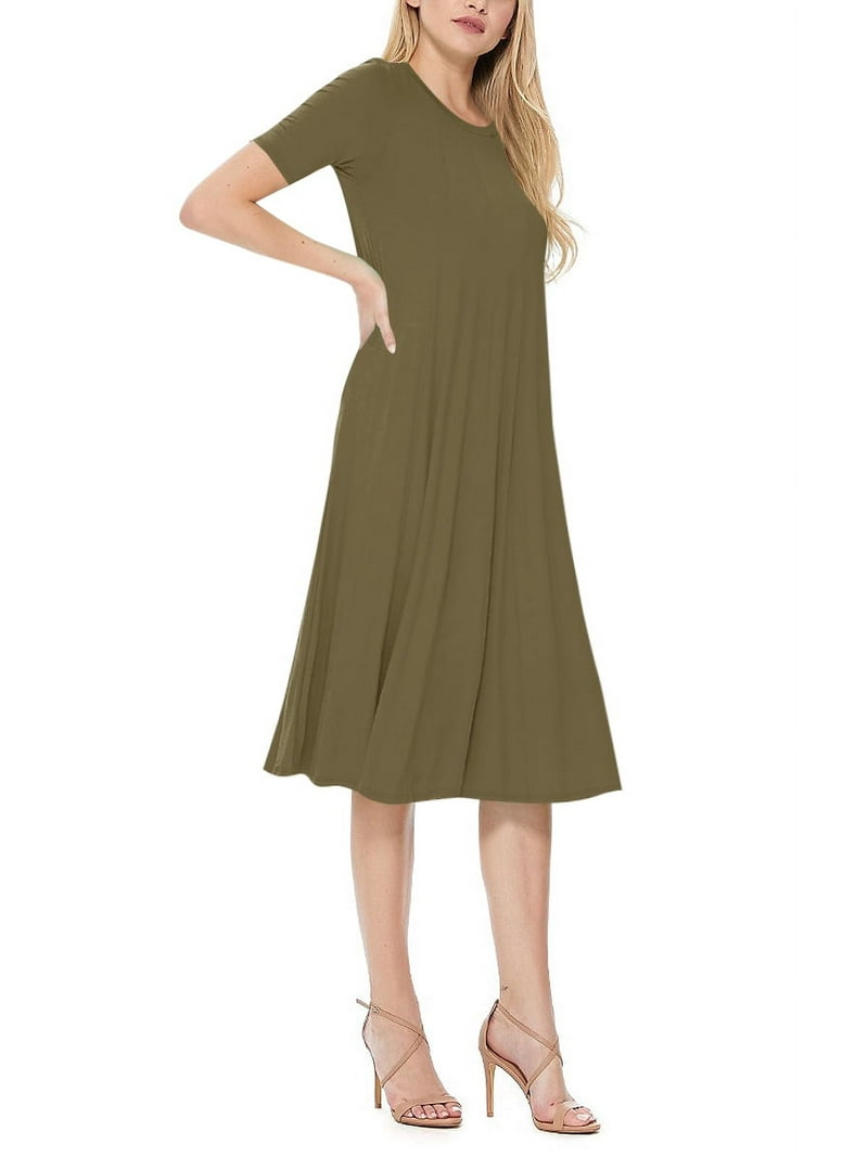 Women's A-Line Short Sleeve Loose Fit Jersey Knit Solid Midi Maternity Dress  S-3XL - Walmart.com