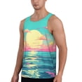thumbnail image 2 of KLL Retro Palm Beach Sunset Print Men's Muscle Gym Workout Stringer Tank Tops Bodybuilding Fitness T-Shirts Tank Tops Men-3X-Large, 2 of 7