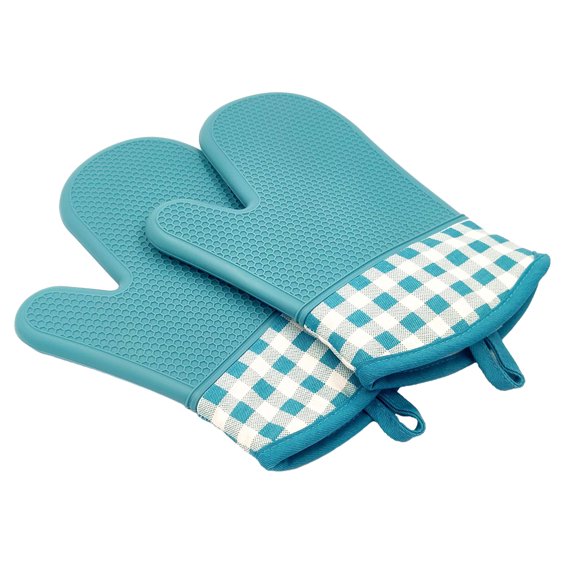 Matsuzay Guantes de horno resistentes al calor, protección cómoda y estupenda para asar, guantes de horno antideslizantes seguros Herramientas y accesorios para hornear Agua Azul