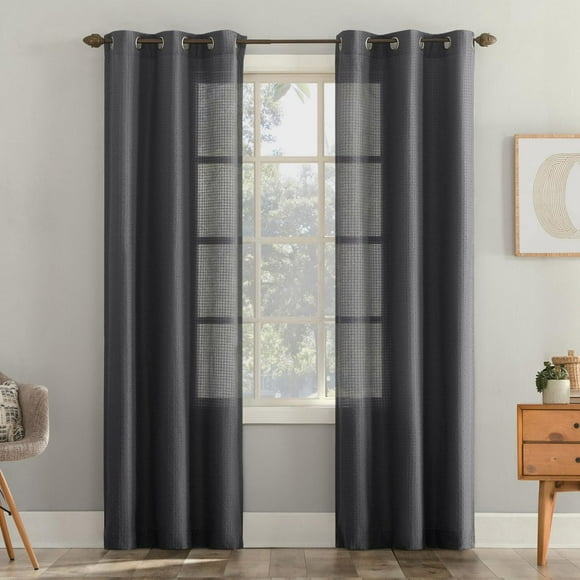 Mainstays 2-Pack Waffle Semi-Sheer Grommet Window Curtains Panel Pair