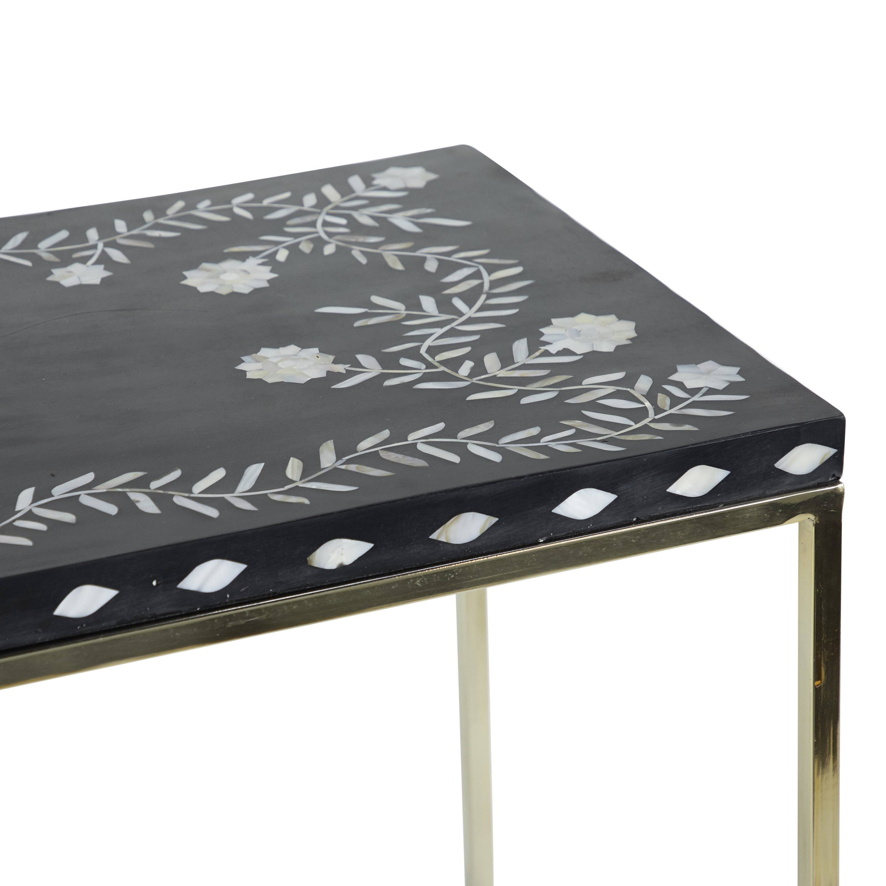 DecMode 30" x 46" Gold Wood Eclectic Console Table