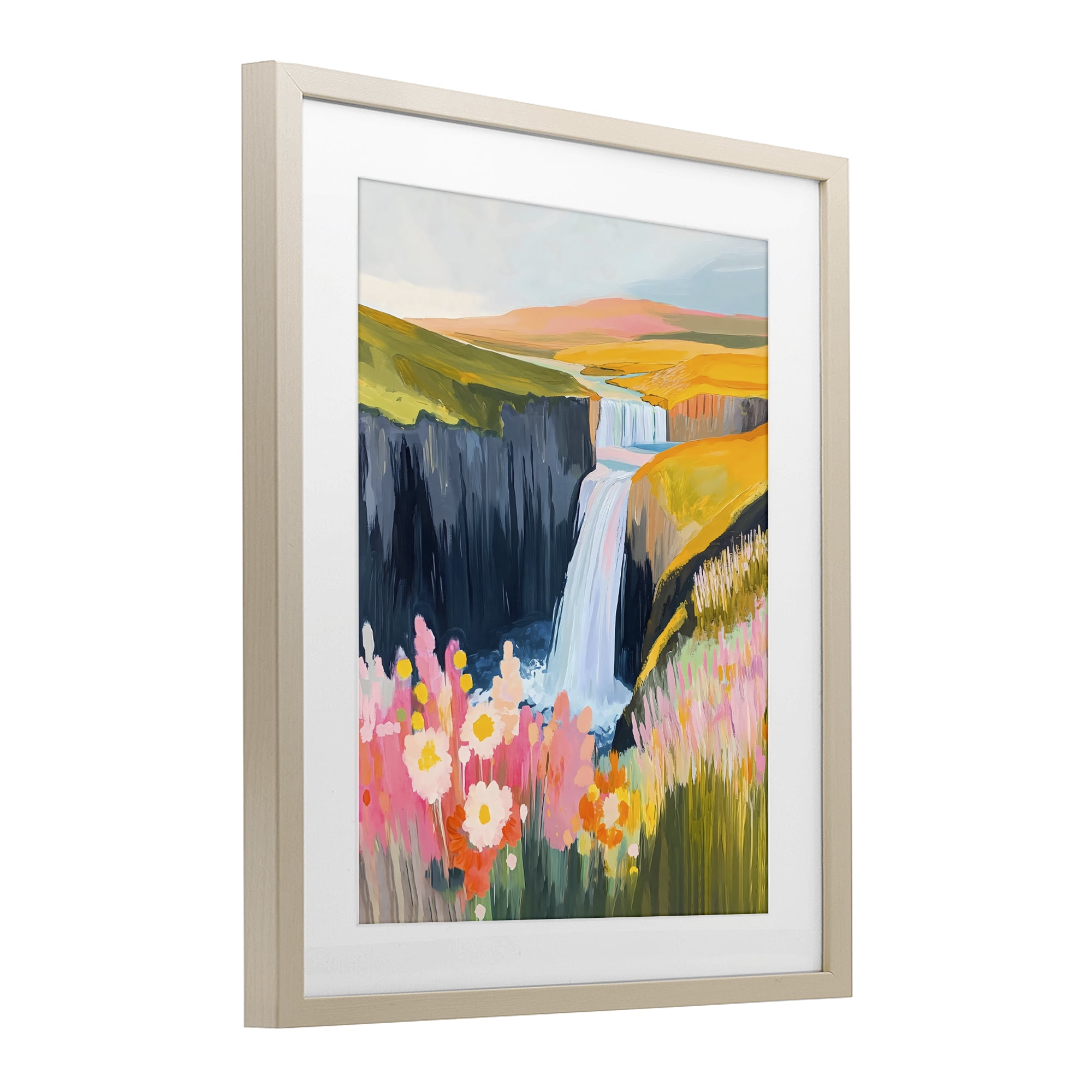 Stupell Industries Colorful Waterfall in Valley Birch Framed Print Under Glass, design by The Prints Vibe