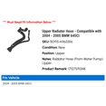 thumbnail image 2 of Upper Radiator Hose - Compatible with 2004 - 2005 BMW 645Ci, 2 of 2