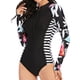 thumbnail image 2 of Traje de neopreno para mujer, manga larga, protección solar, cremallera frontal, color negro, para buceo, natación y surf, talla XXL, 2 of 12