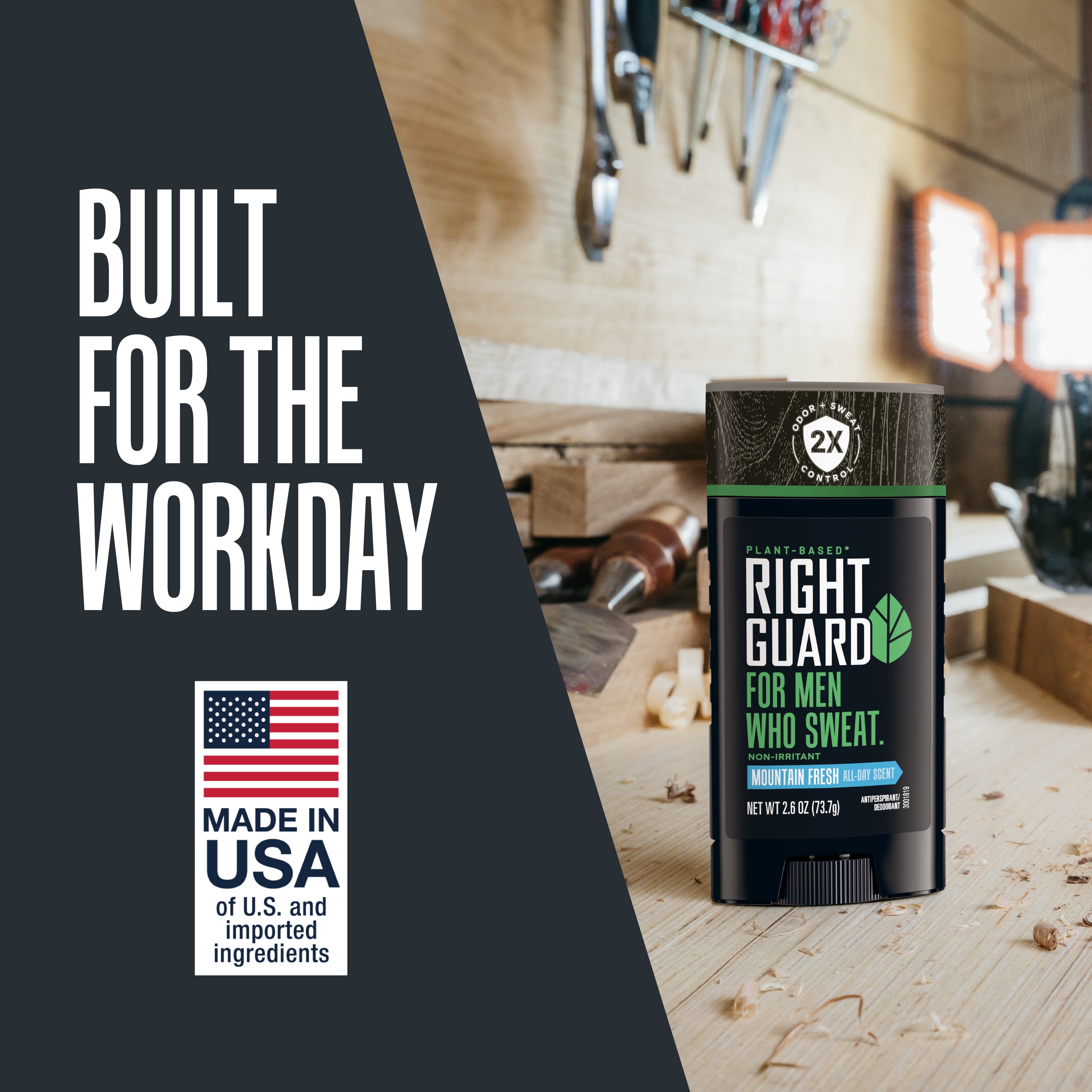 Right Guard Plant-Based Solid Antiperspirant, Aluminum Sweat Blockers & Deodorant for Men