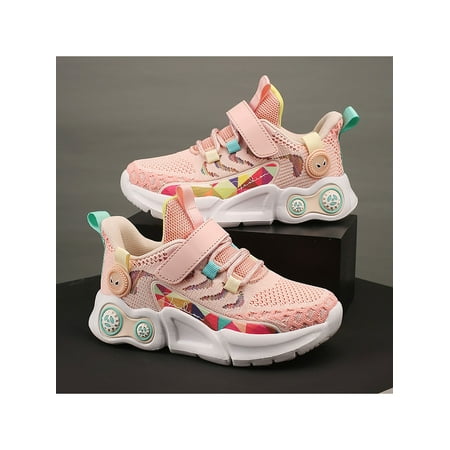 

Daeful Unisex Flats Magic Tape Running Shoes Color Block Sneakers Slip Resistant Round Toe Casual Sneaker Jogging Walking Shoe Pink 10C