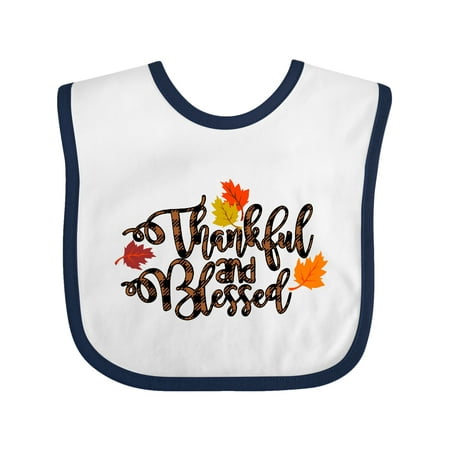 

Inktastic Plaid Thankful and Blessed with Autumn Leaves Gift Baby Boy or Baby Girl Bib