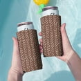 thumbnail image 3 of 2 Pcak Sleeves Beer Cooler Bags Insulated Collapsible Can Sleeves Stripe Brown Can Cooler Sleeve for Bulk for Soda, 3 of 4
