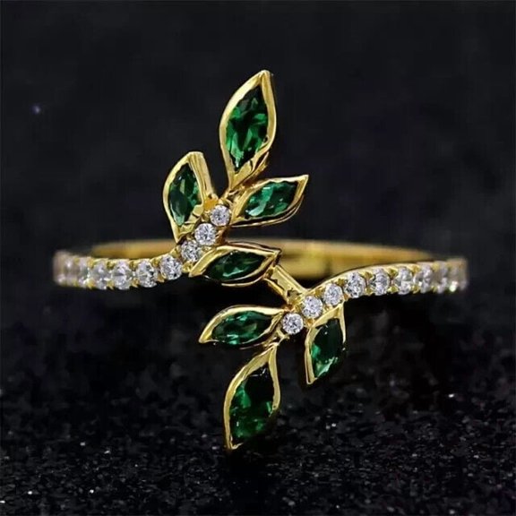 2Ct Marquise Cut Lab-Created Green Emerald Women's Cluster Wedding Ring 14k Yellow Gold Plated