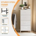 thumbnail image 6 of HKAH 4-Drawer Fabric Dresser with Wooden Top and Metal Frame, Storage Organizer Tower for Bedroom, Living Room, Hallway, Closet, Entryway – White, 6 of 6