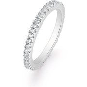 Round-Cut CZ 18kt White Gold-Tone Single-Row Eternity Ring