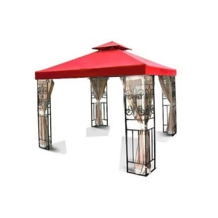 12'x12' Gazebo Replacement Canopy Top Cover (Red) - Dual Tier with Plain Edge Polyester UV30 Waterproof for Outdoor Garden Patio Pavilion Sun Shade