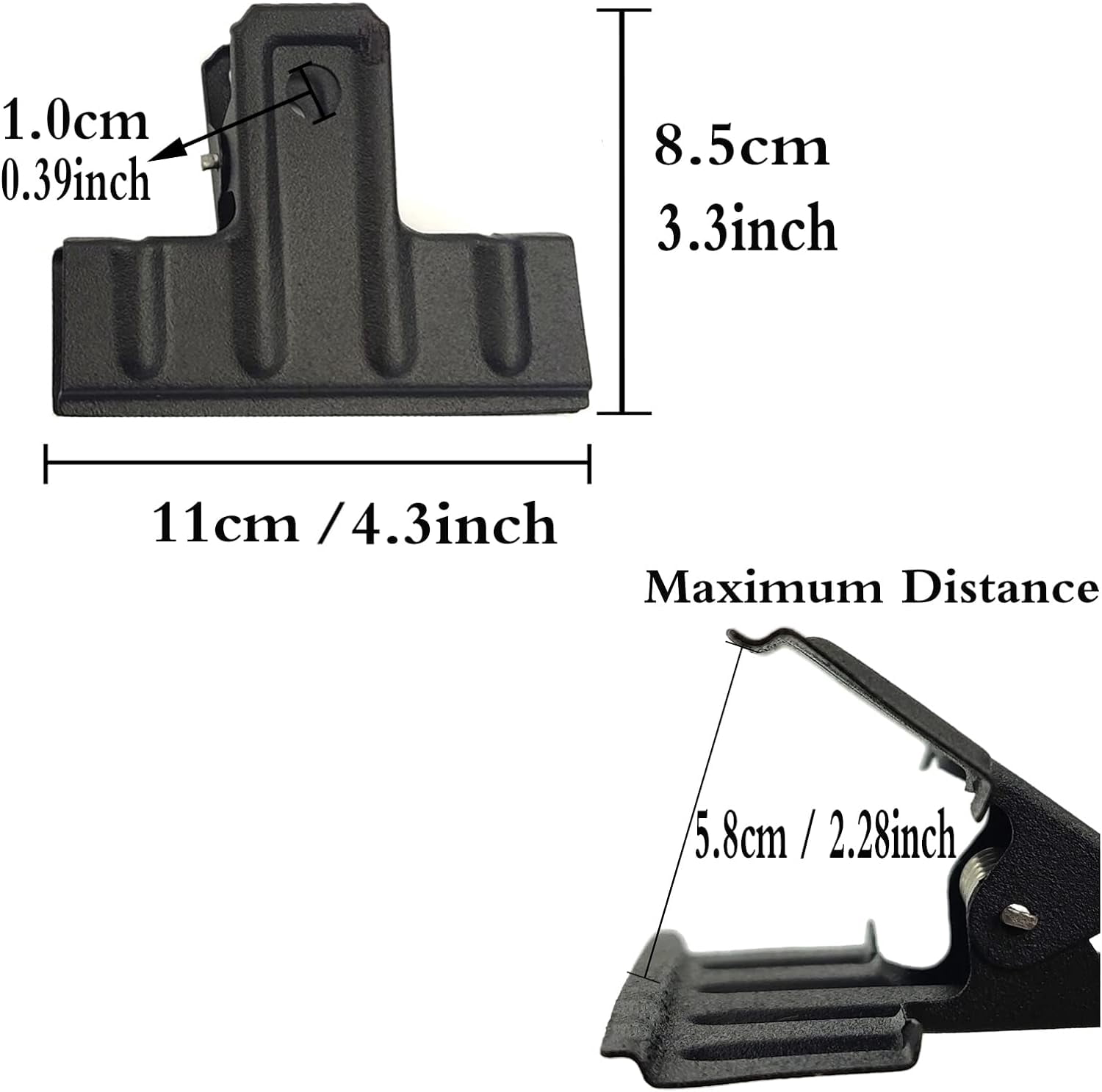 Black Large Bull Clips, 10 PCS Extra Large Binder Clips 4.3 Inch Giant Binder Clips, Jumbo Binder Clips for Home,Work, Art, Office and Kitchen (110 mm) 4.3inches