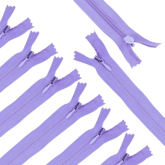 Uxcell 10Pack 20" Nylon Coil Zippers, #3 Closed End Jacket Zippers, Purple