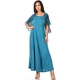 thumbnail image 5 of Sakkas Niam Women's Maxi Capelet Long Dress Celtic Medieval Renaissance Adjustable - Turquosie - L/XLP, 5 of 5