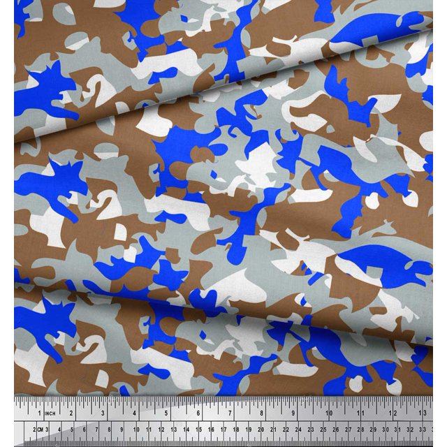 Soimoi Rayon Fabric Two Tone With Grey Camouflage Print Sewing Fabric Yard 42 Inch Wide