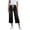 Black, variant on BUWTTER Women's Casual Pants Casual Summer Capri Stretchy Straight Leg Wide Trousers with Elastic Waist Lightweight Denim Womens Slacks Black L