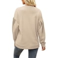 thumbnail image 3 of Sudadera Sudaderas básicas para mujer, estilo informal, cuello redondo, sudaderas lisas, traje de calle Ygjytge Beige T L para Mujer, 3 of 6