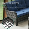 thumbnail image 3 of POCASSY 5PCS Outdoor Furniture Set with 30" Propane Fire Pit Table, Outdoor Conversation Set with All Weather Gray Wicker Sectional Sofa and Swivel Chair for Balcony, Porch, Garden - Gray/Blue, 3 of 9