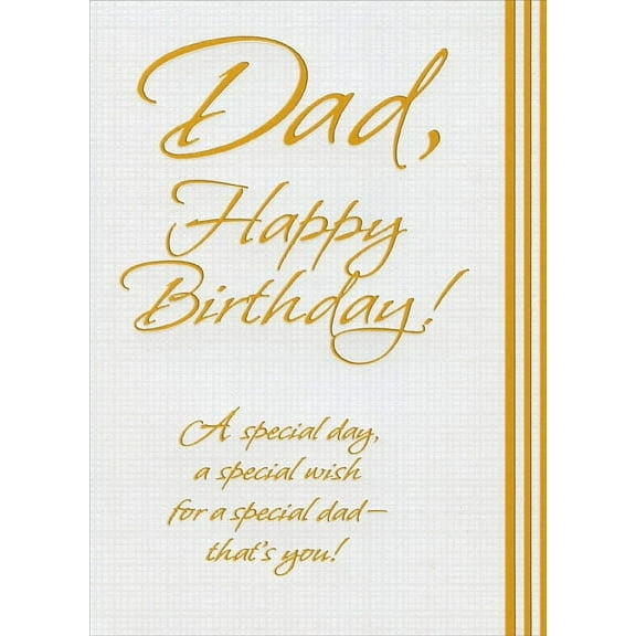 Designer Greetings Gold Foil Lettering on White Textured Surface: Dad Birthday Card