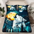 thumbnail image 2 of Homewish Western Magic Wolf Twin Sheet Sets for Kids, Psychedelic Moon Sun Twin Fitted Sheet, Rustic Jungle Flat Sheet, Breathable Home Decor, 3pcs, 2 of 7