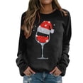 thumbnail image 1 of Gibobby Sudaderas navideñas Sudadera navideña para mujer Cuello redondo de manga larga Casual Estampado navideño Tops(Negro,CH), 1 of 4