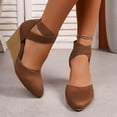 thumbnail image 2 of Rokment Strappy Wedge Heeled Dressy Shoes for Women Ladies 2026 Summer Fall Fashion Casual Pointed Closed Toe Ankle Strap Dress High Heels Sandals Bride Wedding Business Work Brown Size 9, 2 of 8