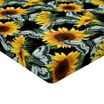 thumbnail image 4 of Ambesonne Summer Floral Fitted Sheet, Vintage Sunflower Art, Queen Size, Jade Green Yellow Apricot, 4 of 5