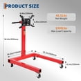 thumbnail image 2 of Support de Moteur 1300 1500 2000 Lb avec Tête Rotative à 360 Degrés, 4 Bras Réglables et 4 Roulettes, Support de Moteur en Acier Robuste pour l'Entretien des Véhicules et la Réparation Automobile, Rouge, 2 of 7