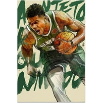 Giannis Antetokounmpo Posters Abstract Artwork Portrait Poster Sports Basketball Superstar Canvas Wall Art Modern Inspirational Wall Decor Print Painting for Bedroom Living Room Dorm 16x24In Unframed