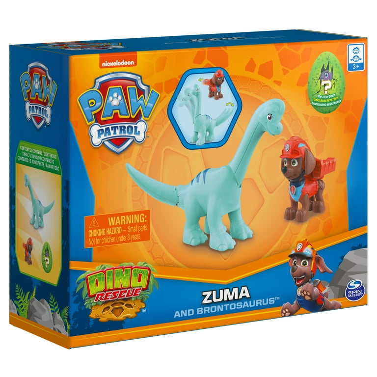 PAW Patrol, Dino Rescue Zuma and Dinosaur Action Figure Set, for Kids Aged  3 and up