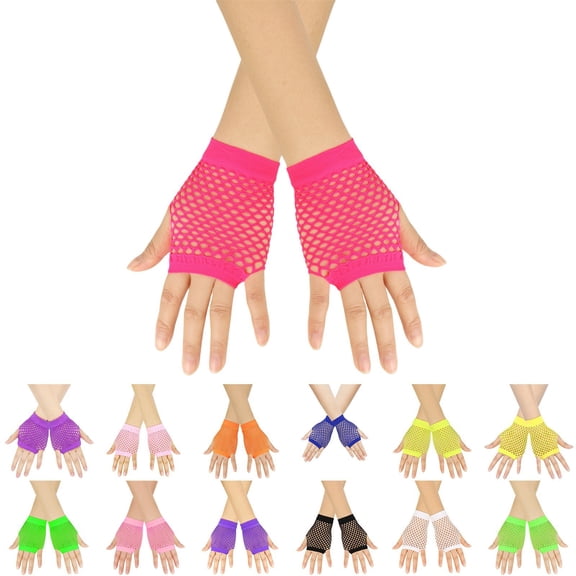 Short Fingerless Fishnet Gloves for Women Mesh Goth 80s Style Accessories
