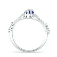 thumbnail image 6 of Marquise Halo Beaded Ring Blue Sapphire Cubic Zirconia White Tone 925 Sterling Silver, Size 10, 6 of 7