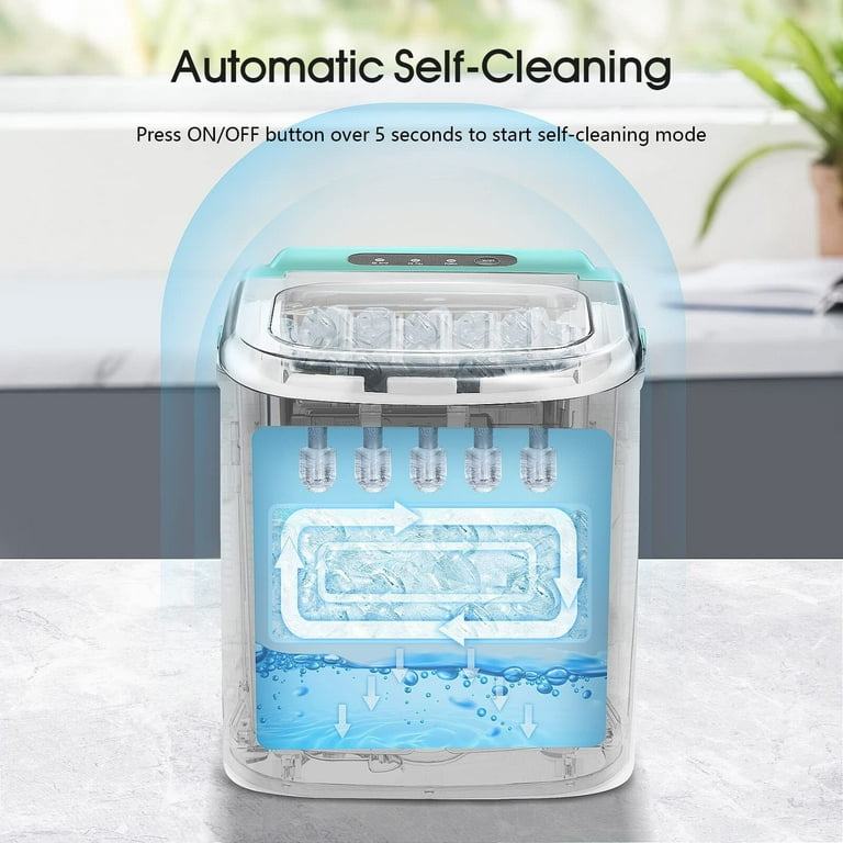 Auseo Portable Ice Maker Countertop, 9Pcs/8Mins, 26lbs/24H, Self-Cleaning  Ice Machine with Handle for Kitchen/Office/Bar/Party(Black) 