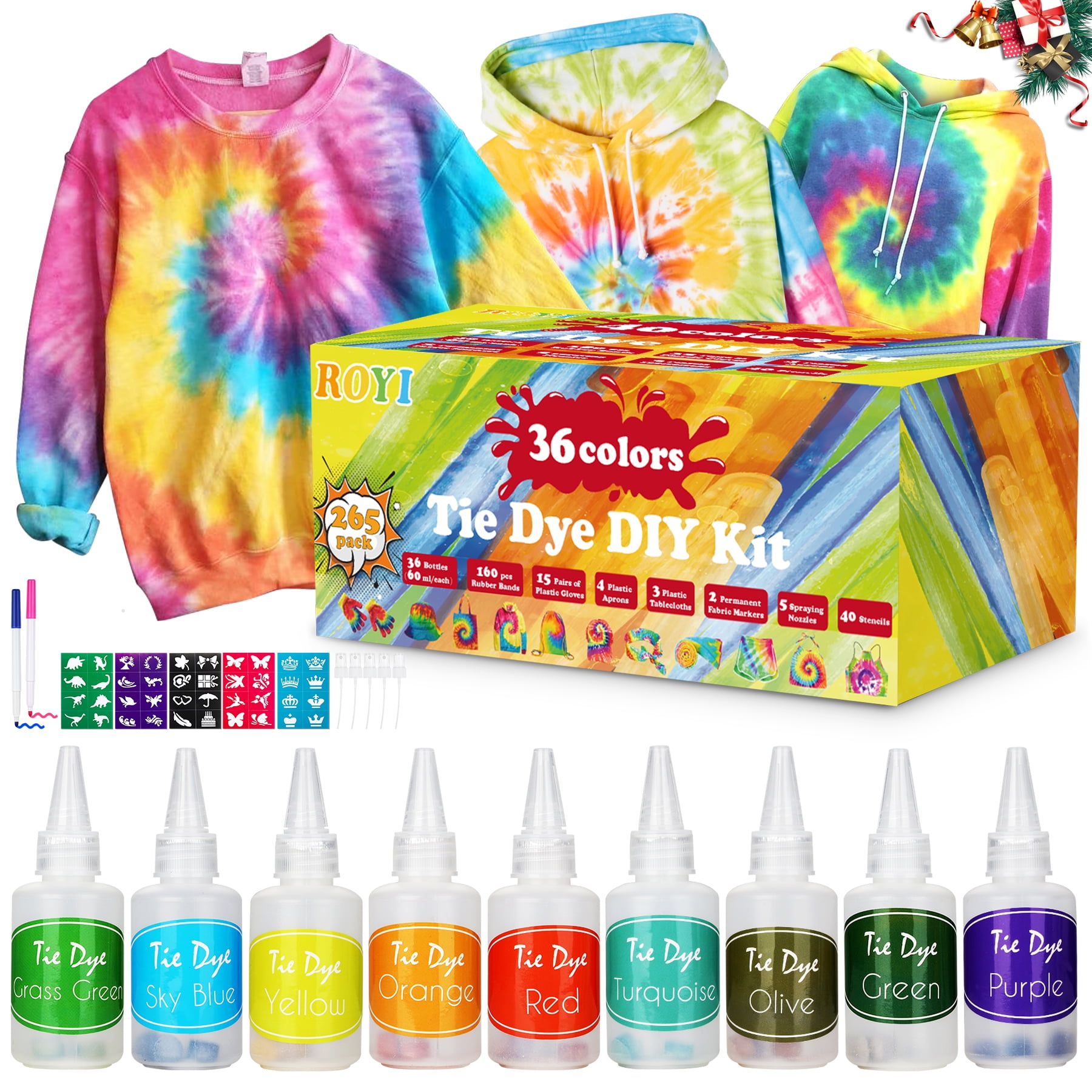Tie Dye Kit 36 Colors265 Pack DIY Tie Dye Set for Kids Adults Art