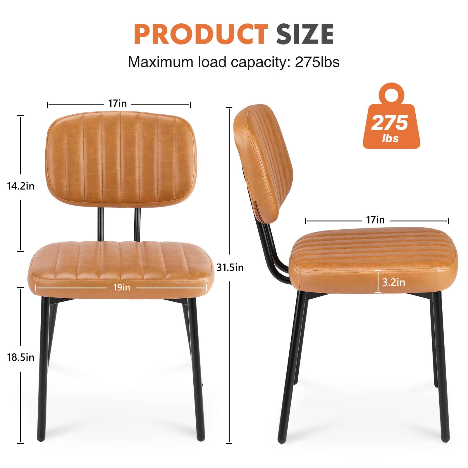 MAYEERTY Upholstered Dining Chairs, Mid Century Modern Dining Room Chairs for Vanity For Living Room Set of 2