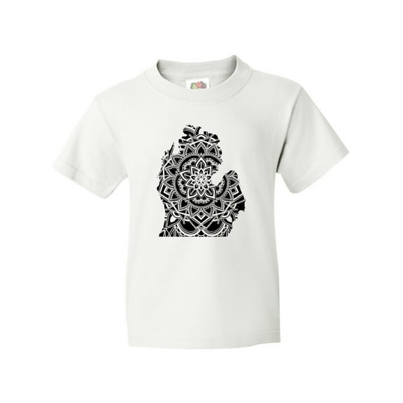 Inktastic Michigan Silhouette Mandala Youth T-Shirt
