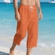thumbnail image 2 of Pocket Chart Stand Style Casual Casual Cordón de Color Sólido de los Hombres Capris con Bolsillo Lateral para Verano Al Aire Libre, 2 of 9