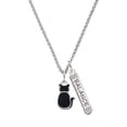 thumbnail image 1 of Delight Jewelry Silvertone Large 2-D Black Cat Back Silvertone Balance Bar Charm Necklace, 23", 1 of 4