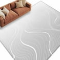 thumbnail image 3 of 8x10 Area Rugs, Grey Geometric Non-Skid Rubber Backing Large Rectangle Rugs - Living Room Bedroom Home Office, Modern White Stripe Abstract Distortion Art Indoor Floor Mat Carpets Washable Rug, 3 of 9